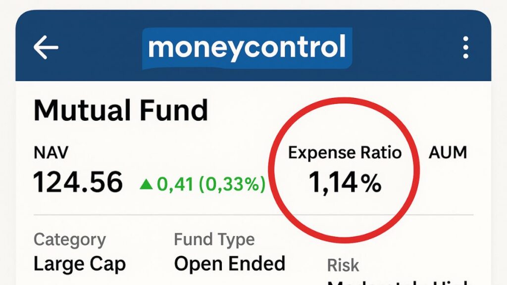 Moneycontrol पर expense ratio कैसे देखें।